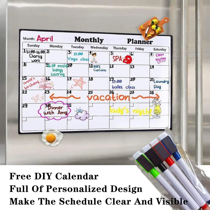 Magnetic Whiteboard Refrigerator Calendar