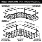 Wall Corner Shower Storage Organizer - Pack of 2