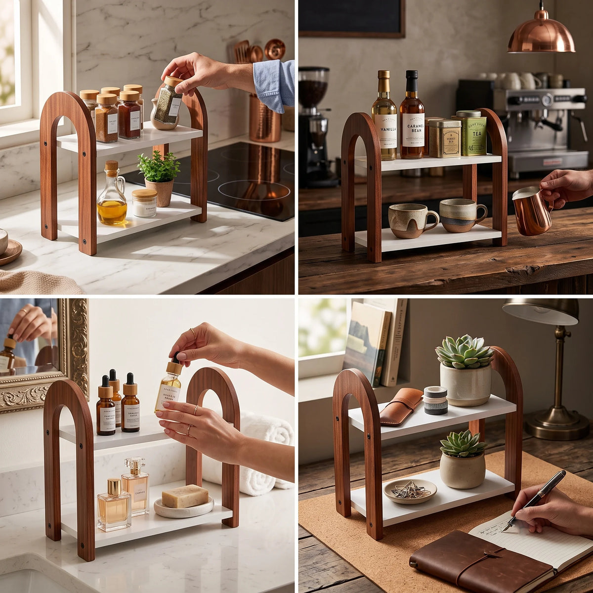 Wooden 2 Shelf Spice Rack for Kitchen Use