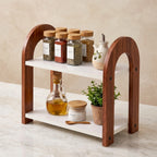 Wooden 2 Shelf Spice Rack for Kitchen Use