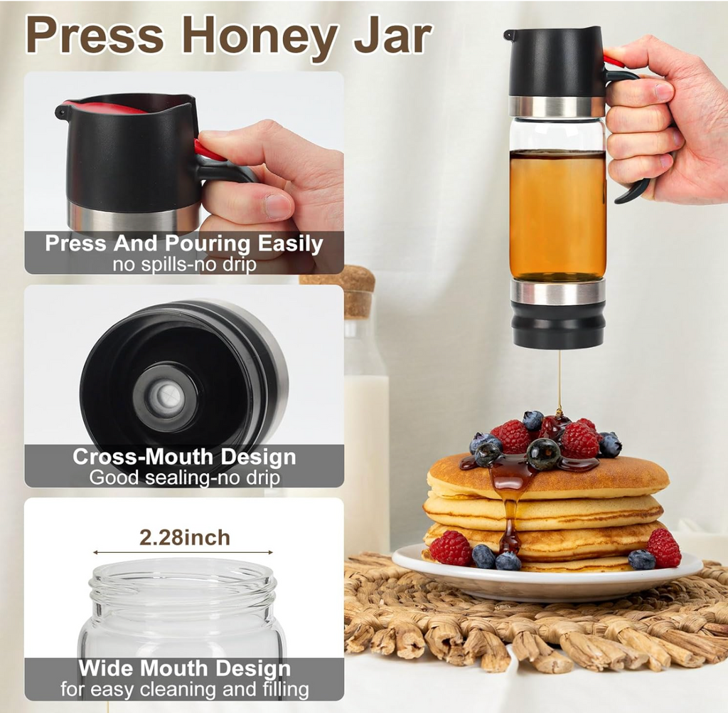 Honey Dispenser Jar With Handle (300 ML)