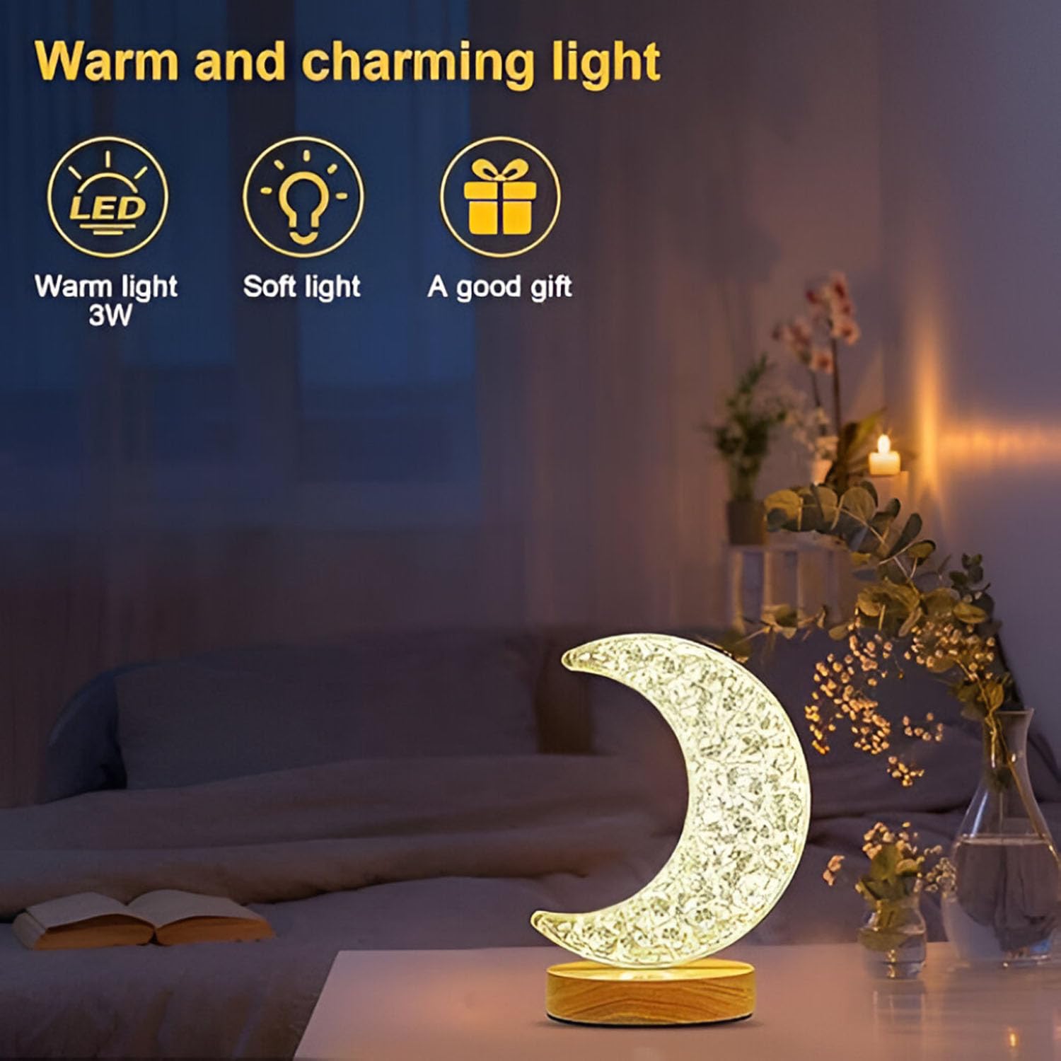 Moon Shape Bedroom Table Lamp