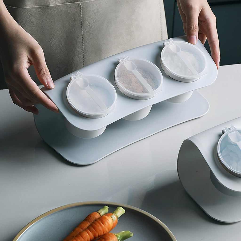 Silicone 3 Compartment Seasoning Storage Box