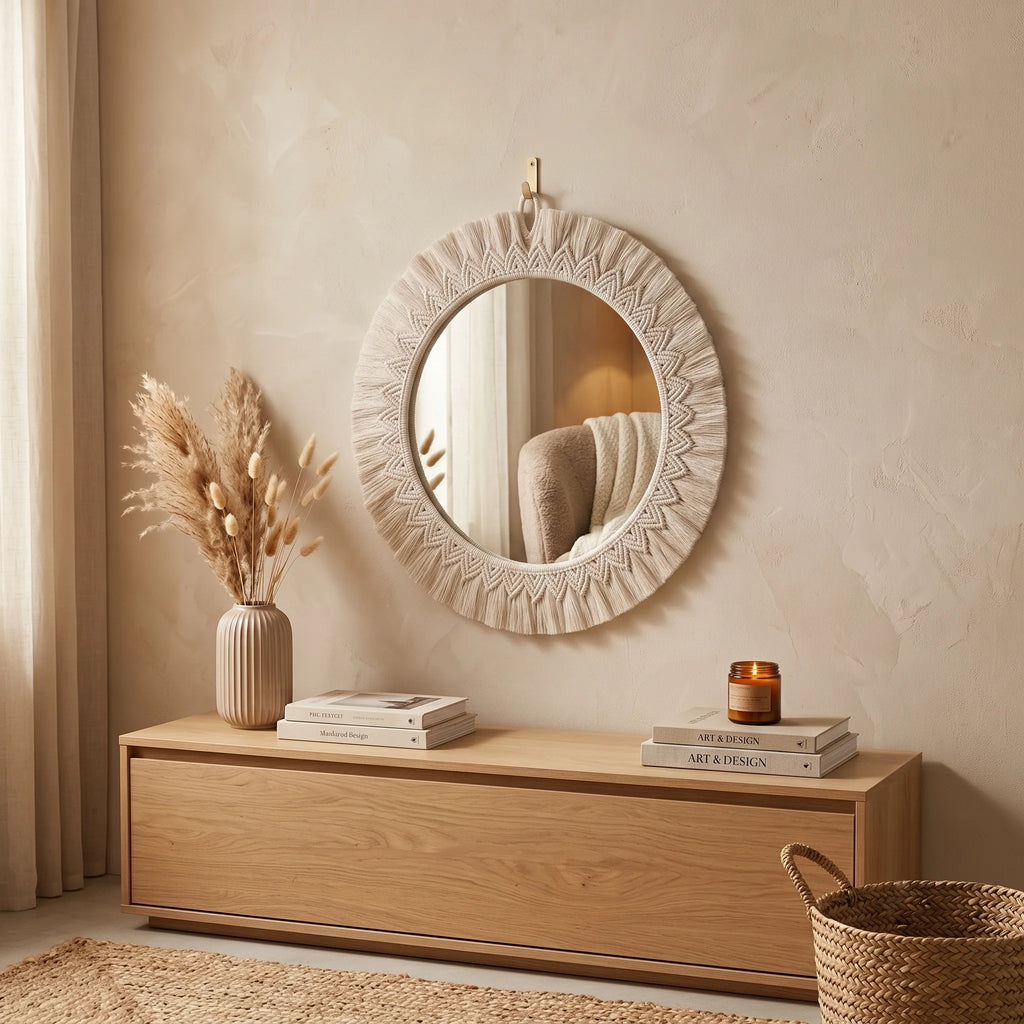 Macrame Round Wall Mirror