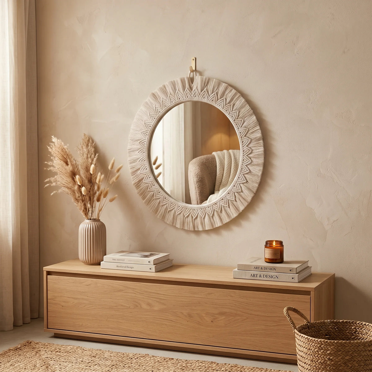 Macrame Round Wall Mirror