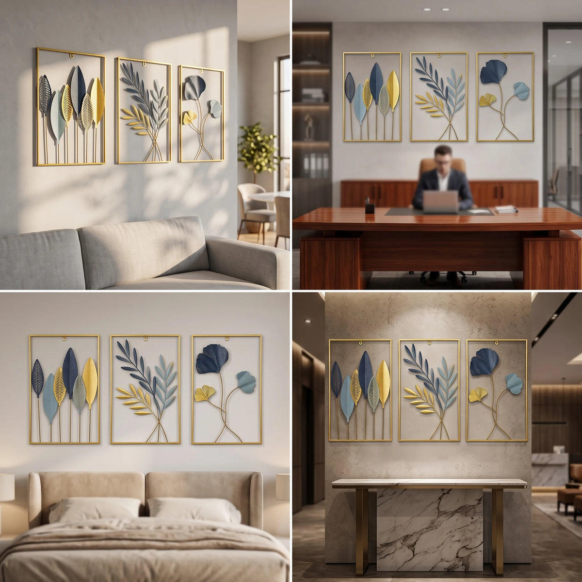 Modern Botanical Metal Leaf Wall Art