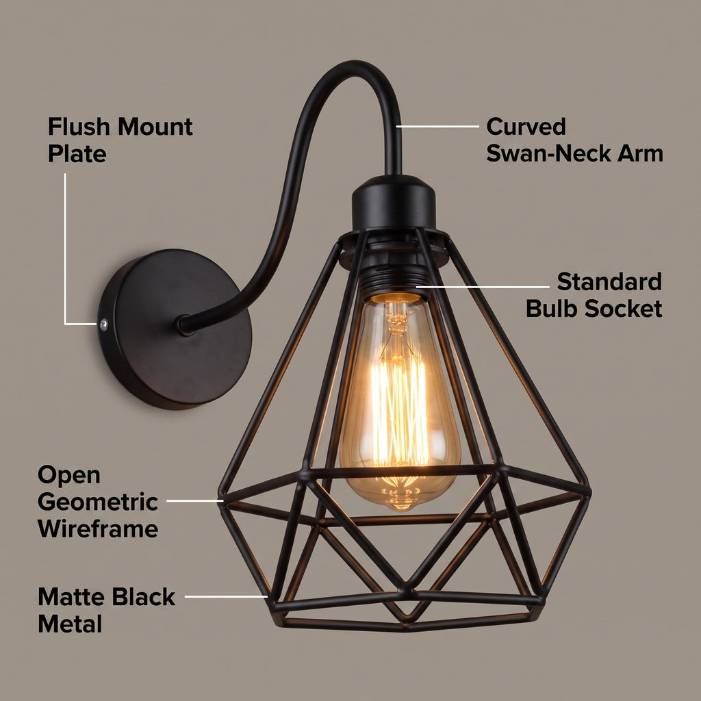 Aesthetic Black Metal Geometric Light