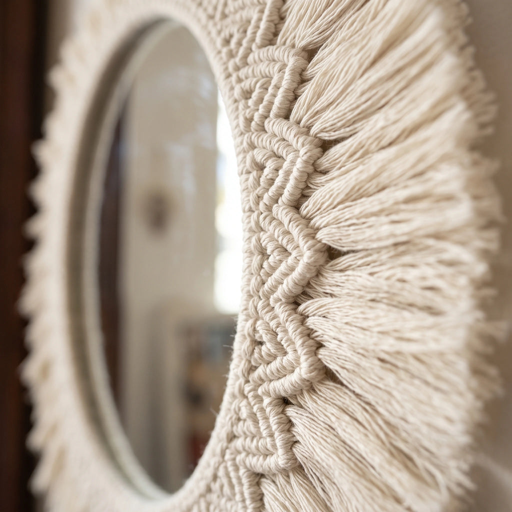 Macrame Round Wall Mirror