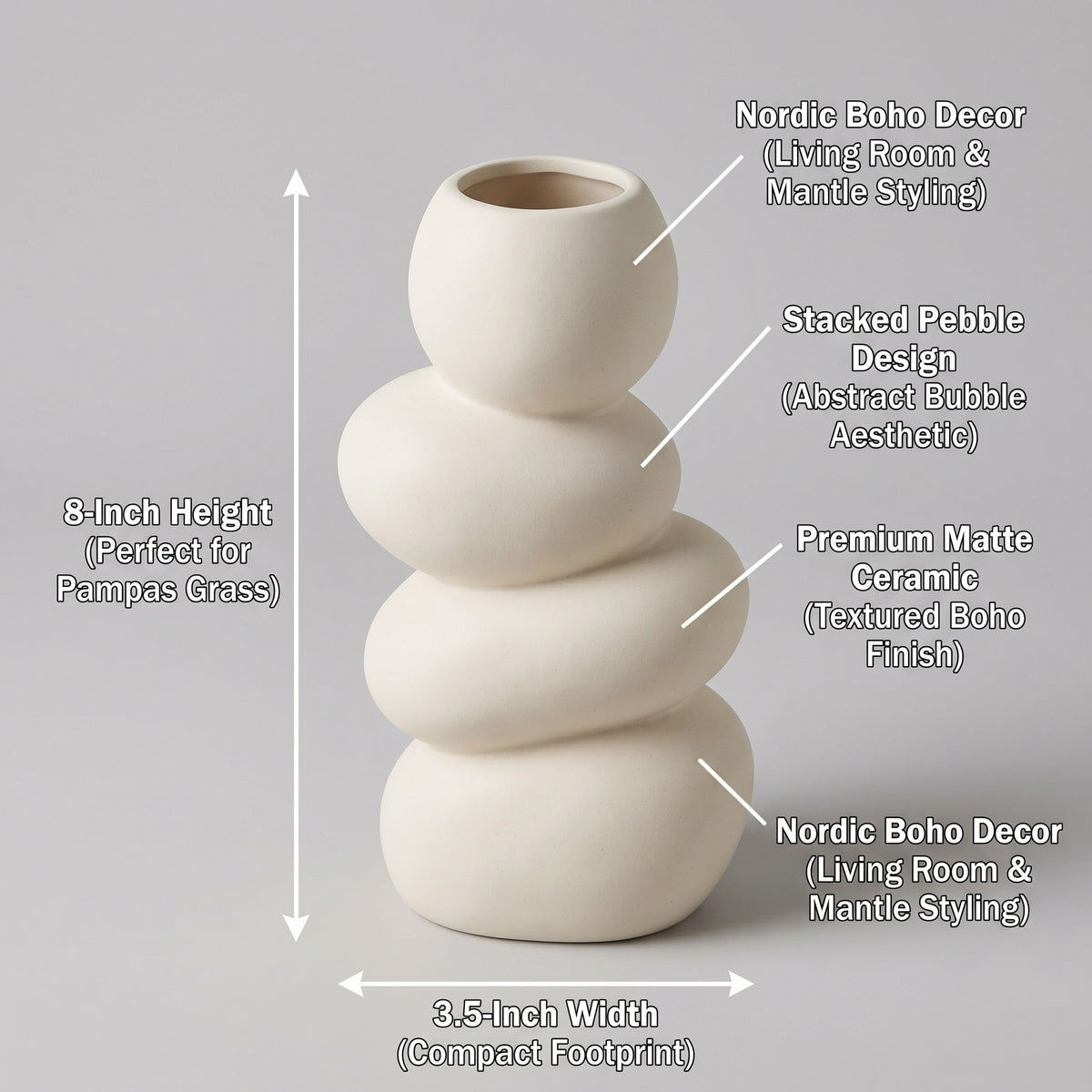 Ceramic Stacked Pebble Vase