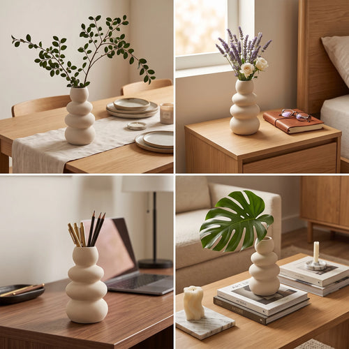 Ceramic Stacked Pebble Vase