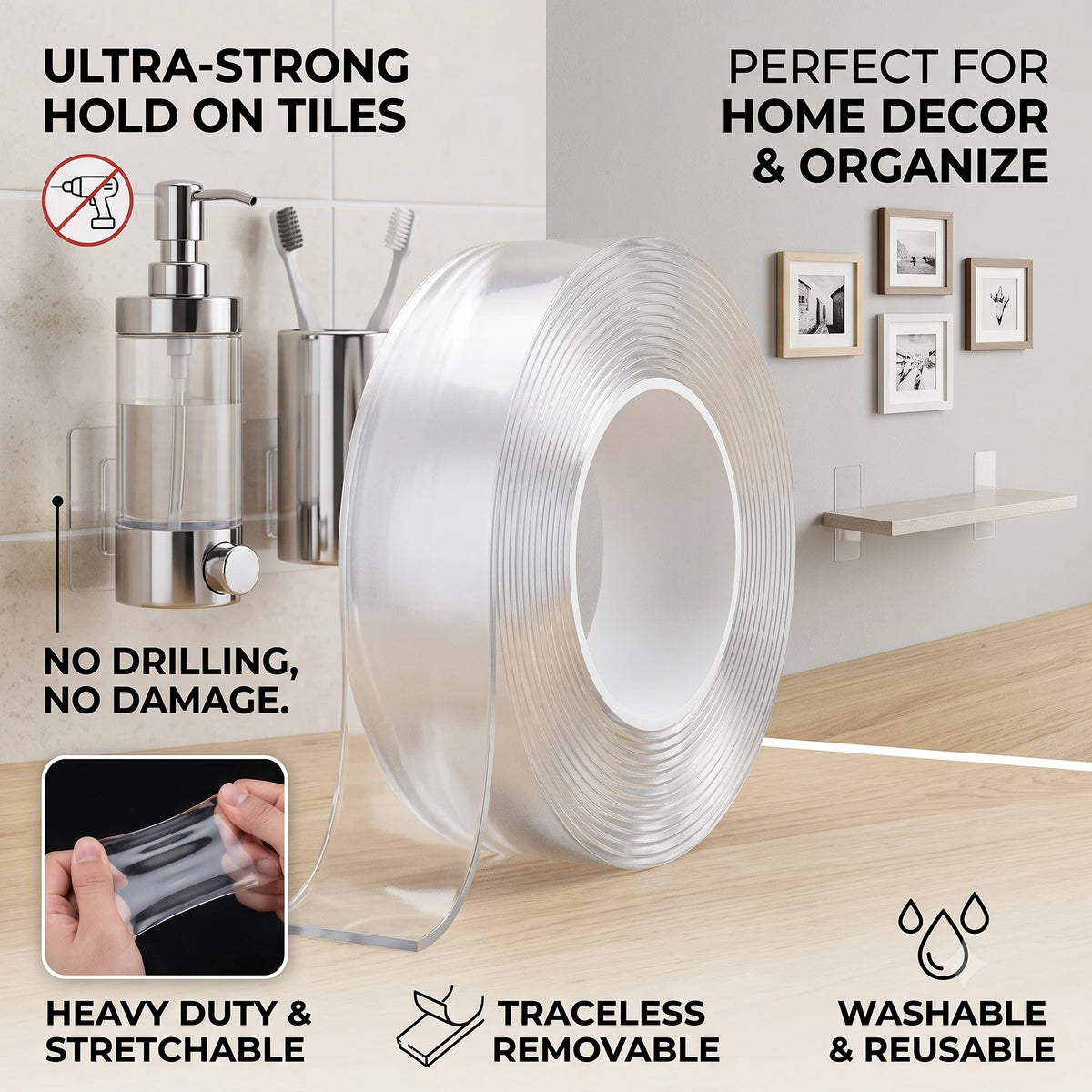 Heavy Duty Double Sided Gel Nano Grip Tape