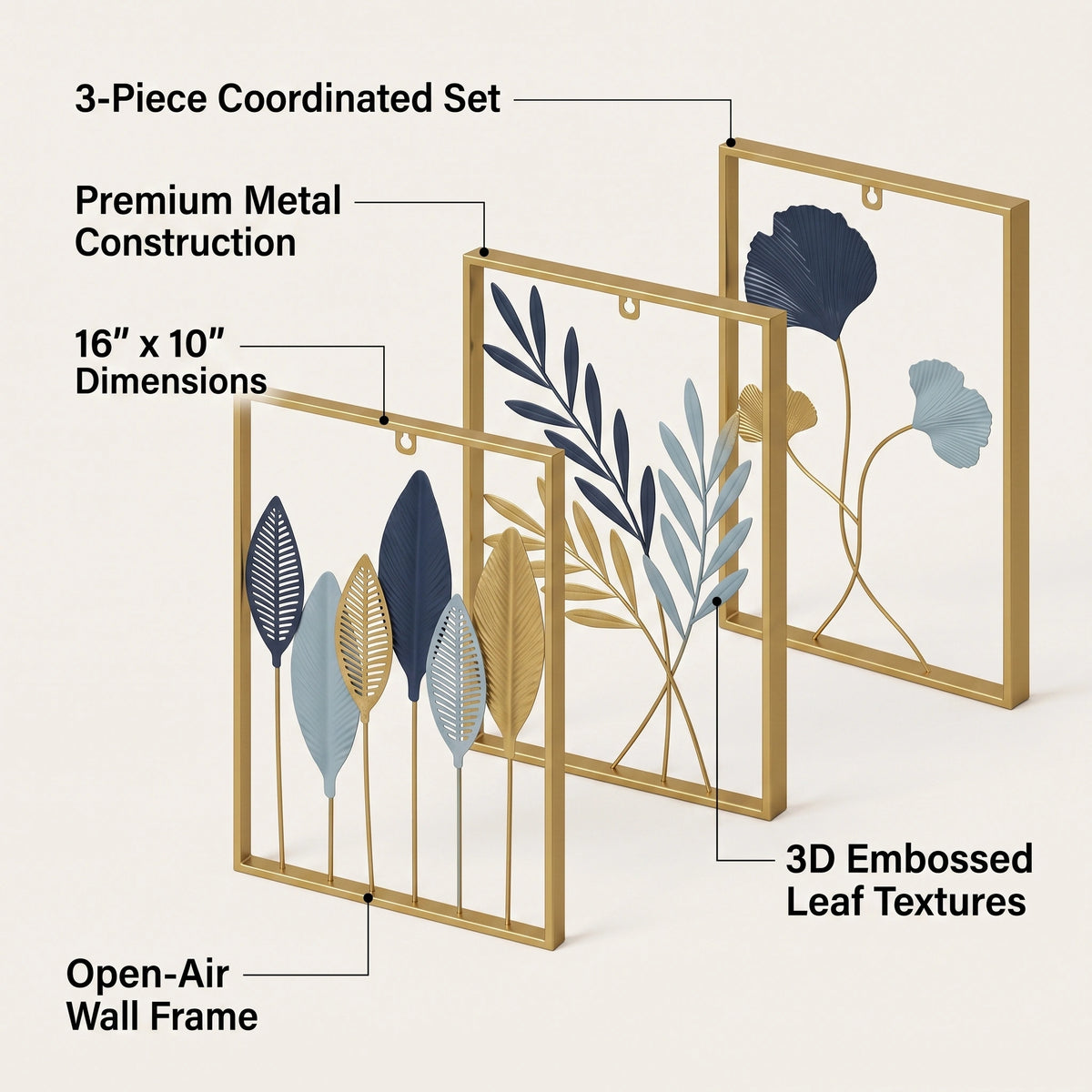 Modern Botanical Metal Leaf Wall Art