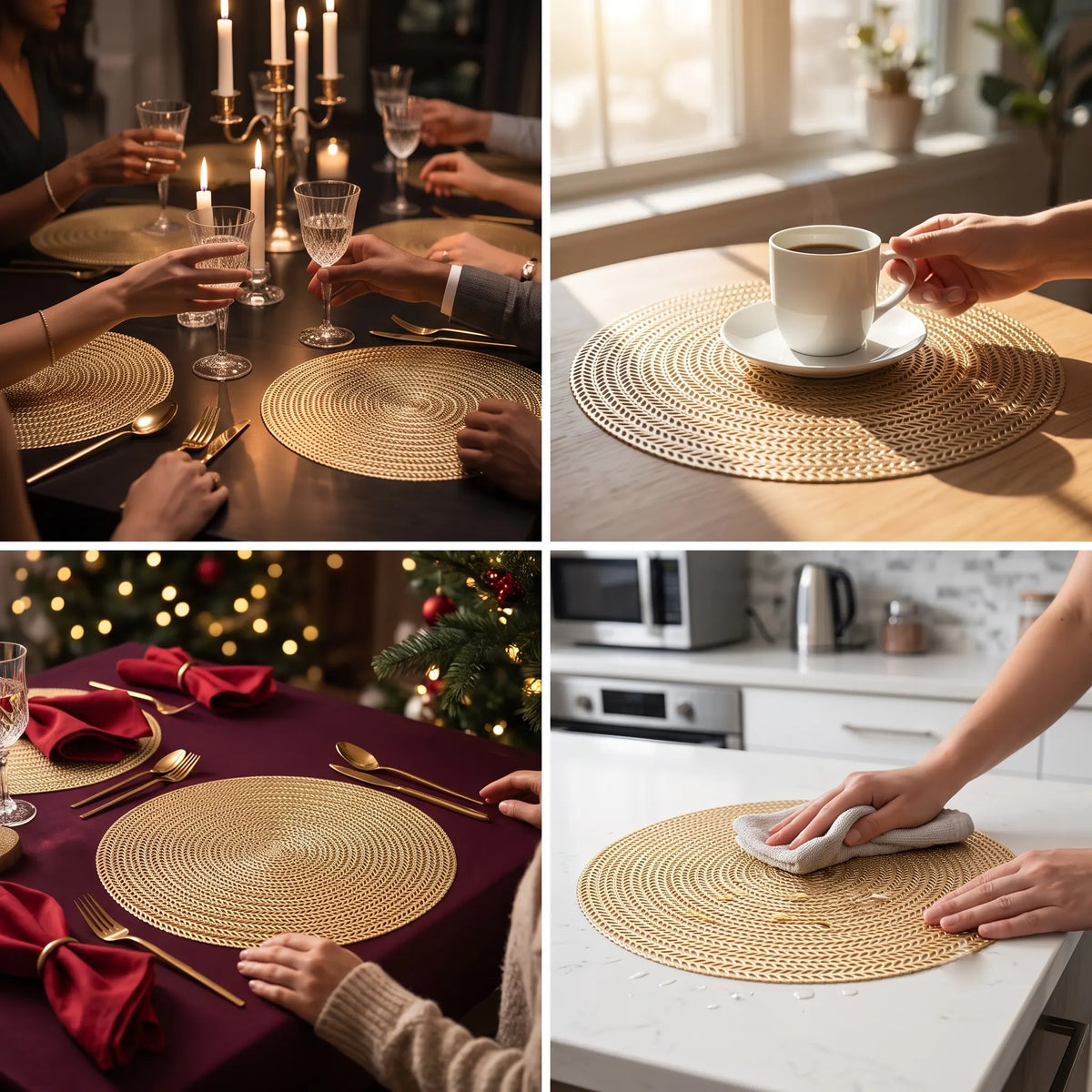 Round Gold Table Mats - Set of 2