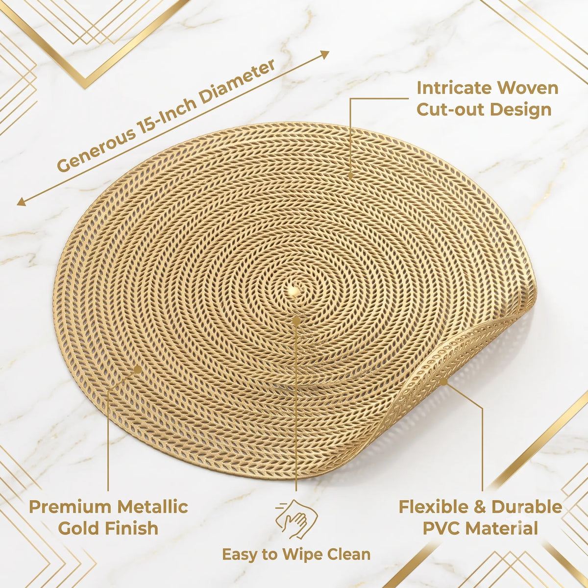 Round Gold Table Mats - Set of 2