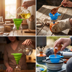 Silicone Collapsible Kitchen Funnels - Set of 2