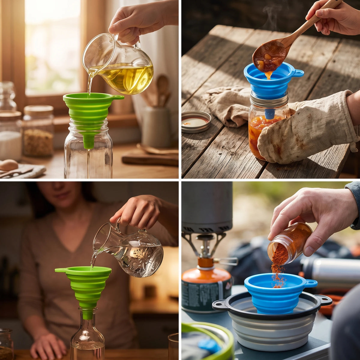 Silicone Collapsible Kitchen Funnels - Set of 2