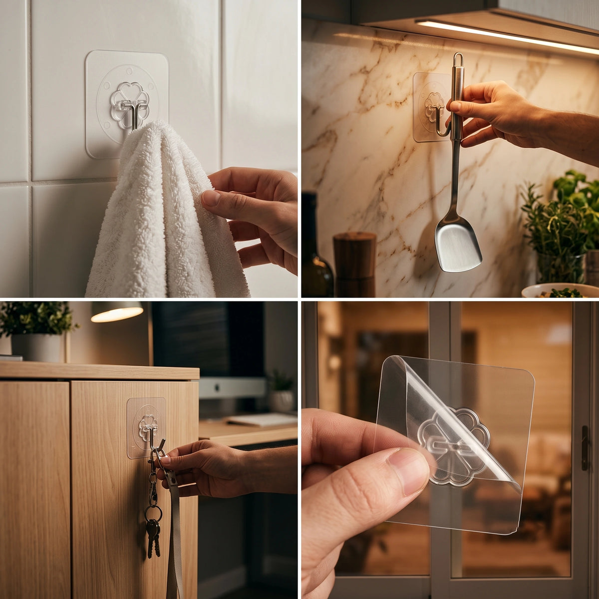 Transparent Adhesive Wall Hooks (20 Psc)