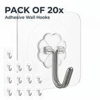 Transparent Adhesive Wall Hooks (20 Psc)