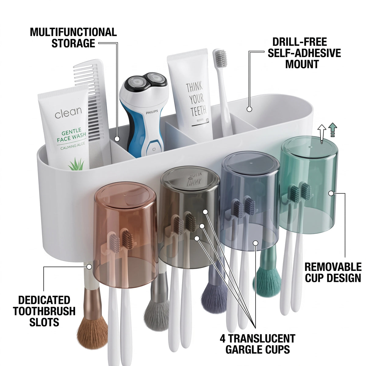 Wall Mounted Toothbrush Holder