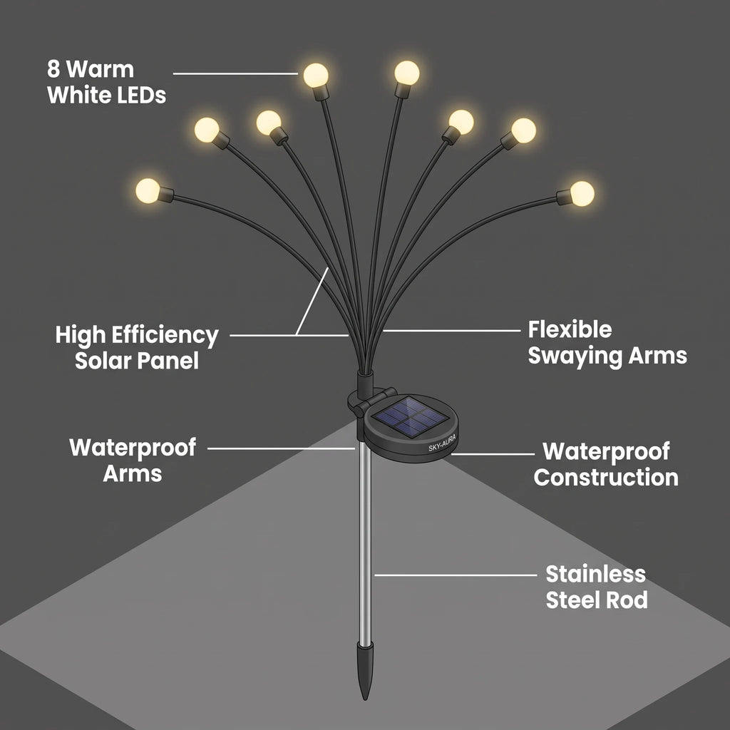 Waterproof Solar Firefly Garden Lights