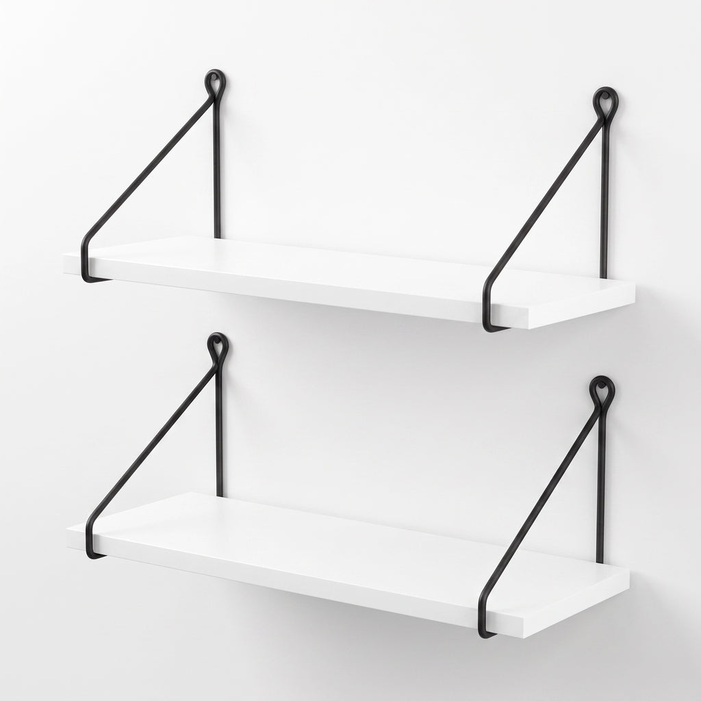 White Floating Wall Shelves - Set of 2