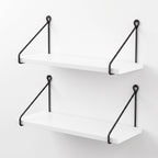 White Floating Wall Shelves - Set of 2