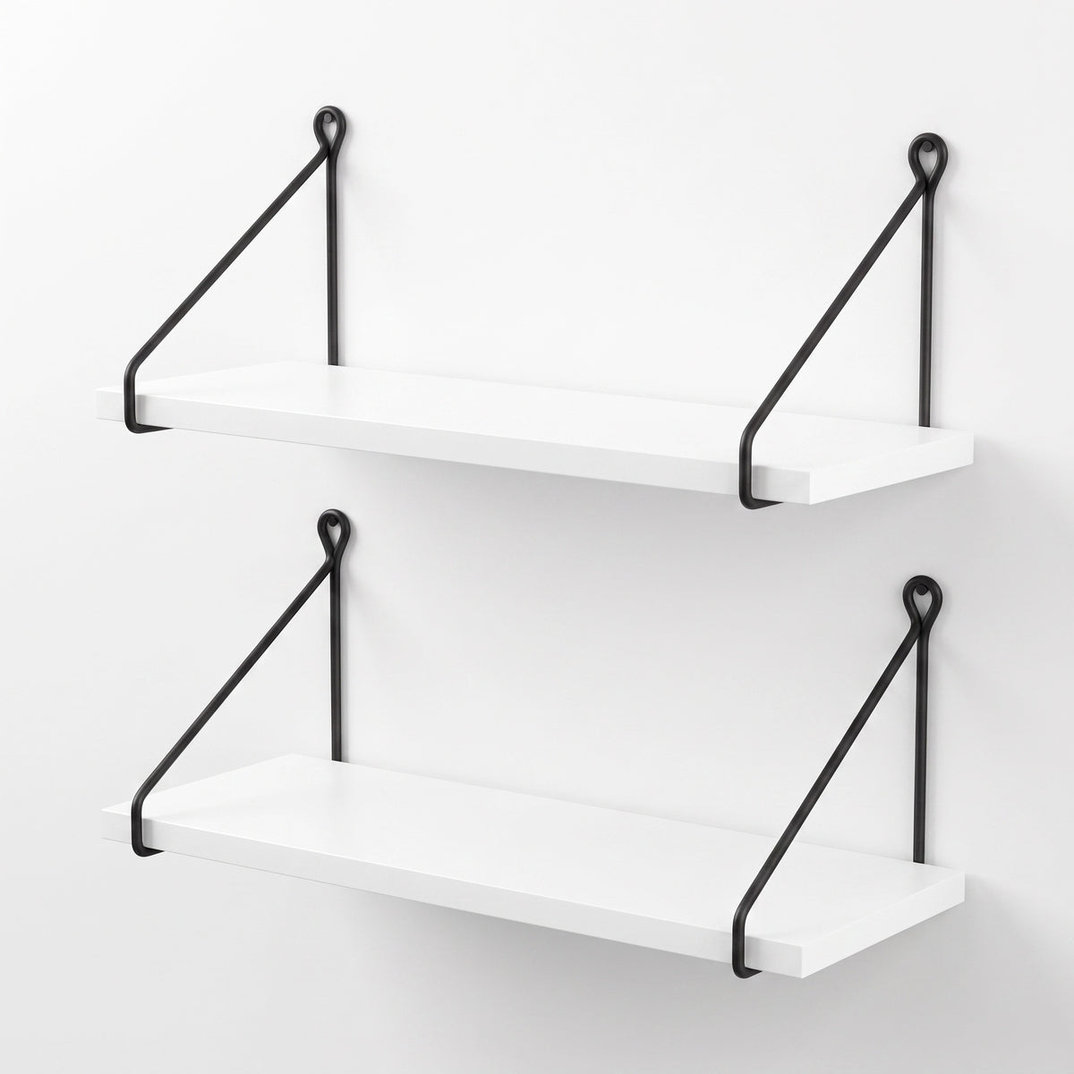 White Floating Wall Shelves - Set of 2