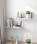 White Floating Wall Shelves - Set of 2