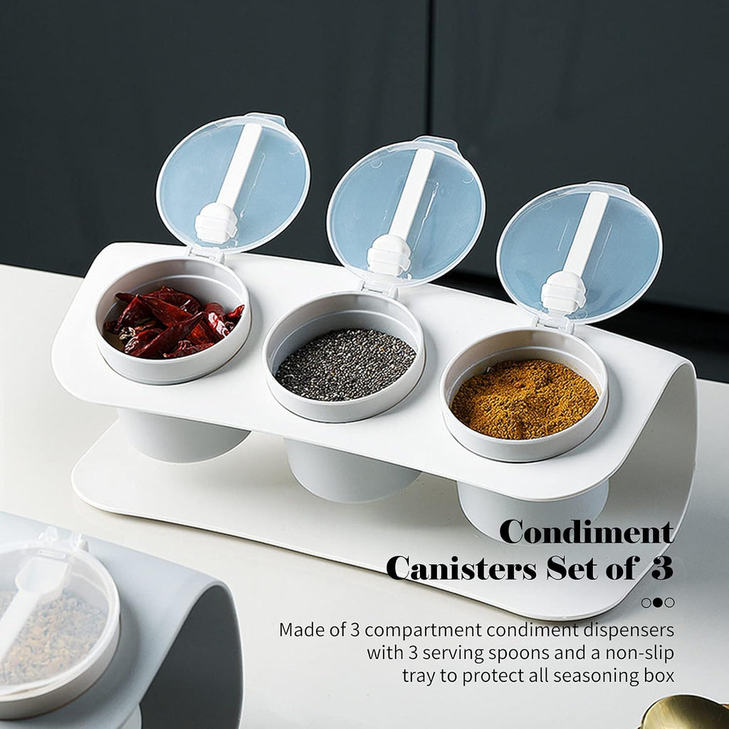 Silicone 3 Compartment Seasoning Storage Box