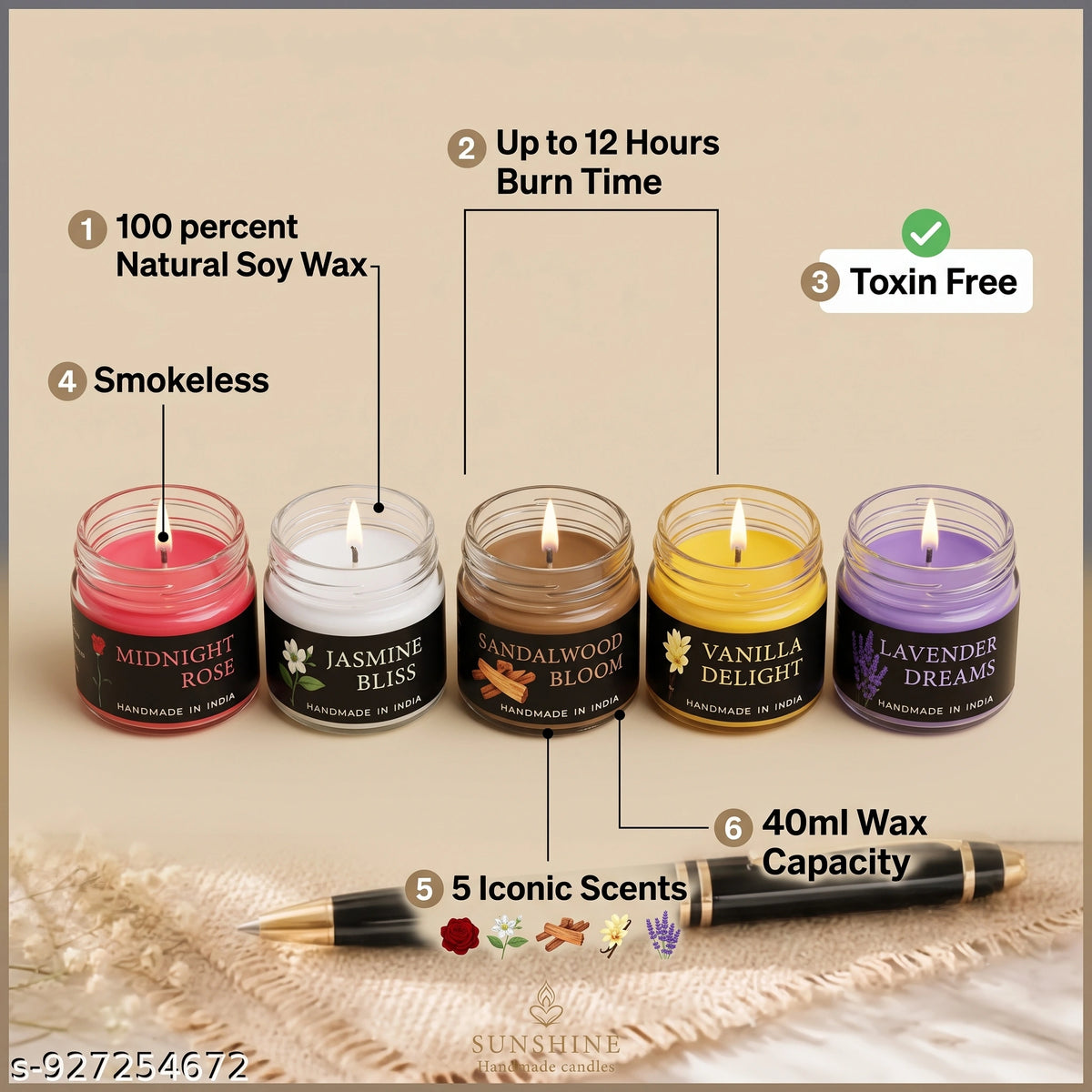 Premium Scented Candle Set of 5