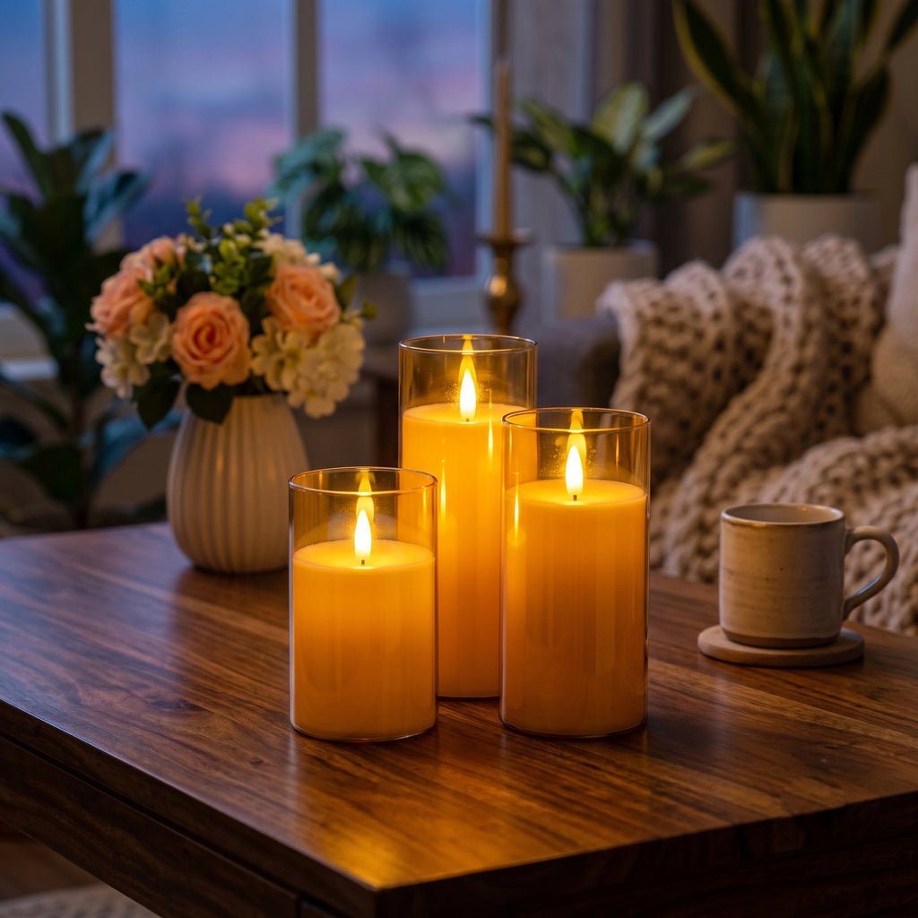 Set of 3 Flameless LED Pillar Candles