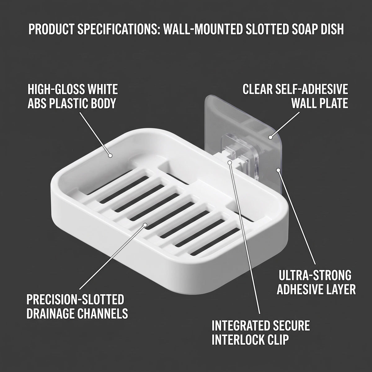 Self-Adhesive Soap Dish Holder - Set of 2